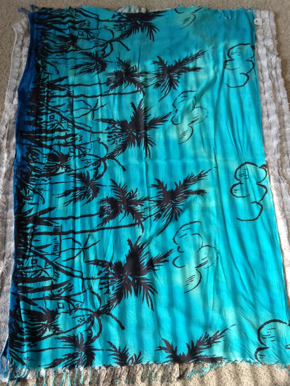 Turquoise Palm Print Beach Sarong Wrap